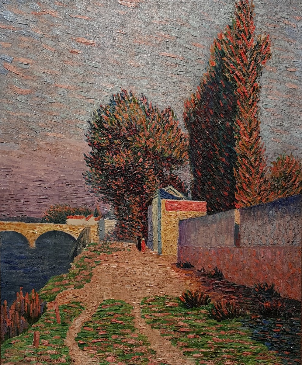 Bord de Marne et pont de pierre à Lagny by Léo Gausson