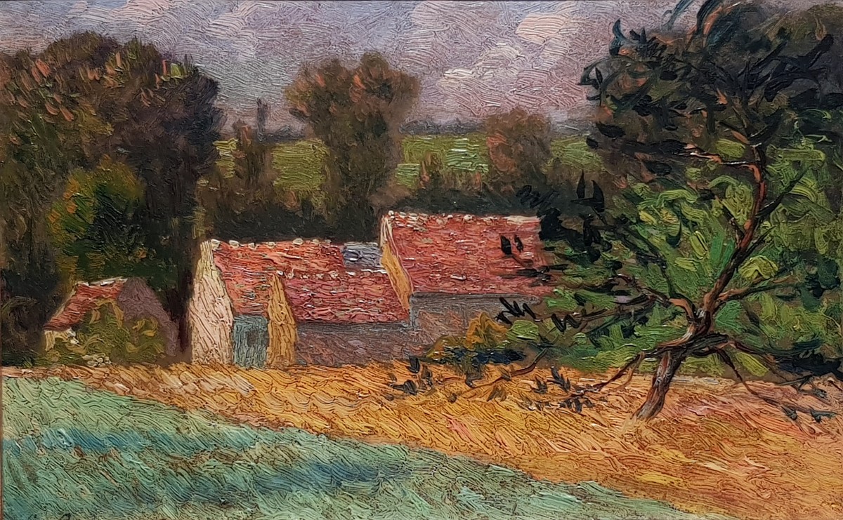 Paysage aux toits rouges by Léo Gausson