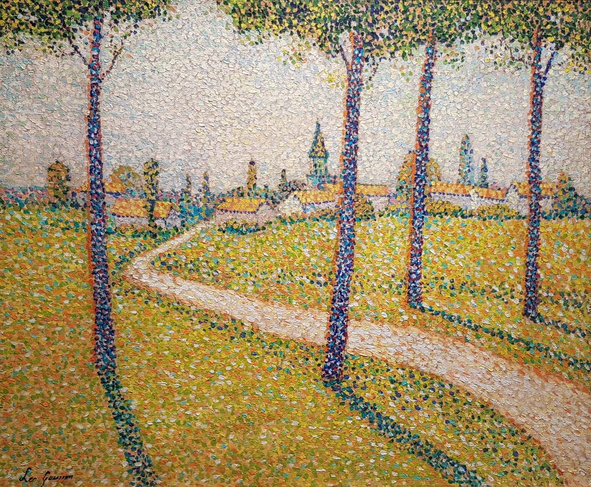 Village derrière les arbres by Léo Gausson