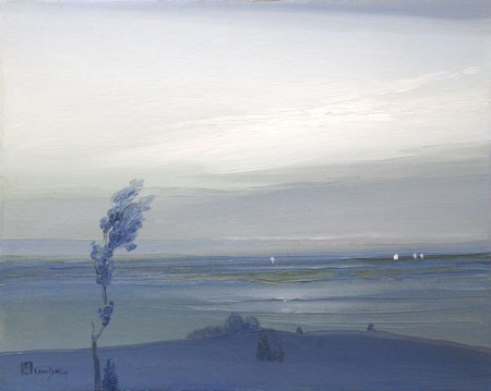 Across the Hudson, Lone Tree by Leon Dabo