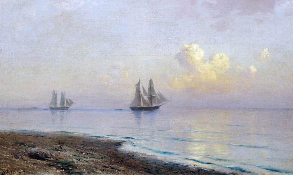 Seascape with sailboats by Lev Lagorio