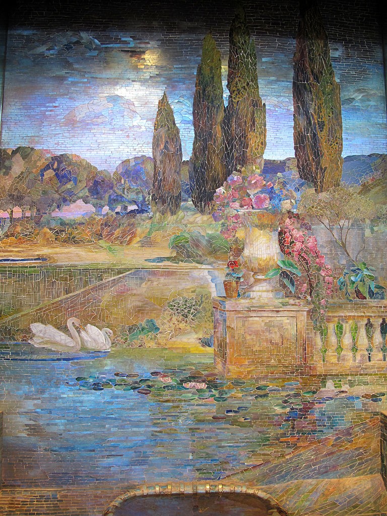 Paesaggio con giardino e una fontana by Louis Comfort Tiffany