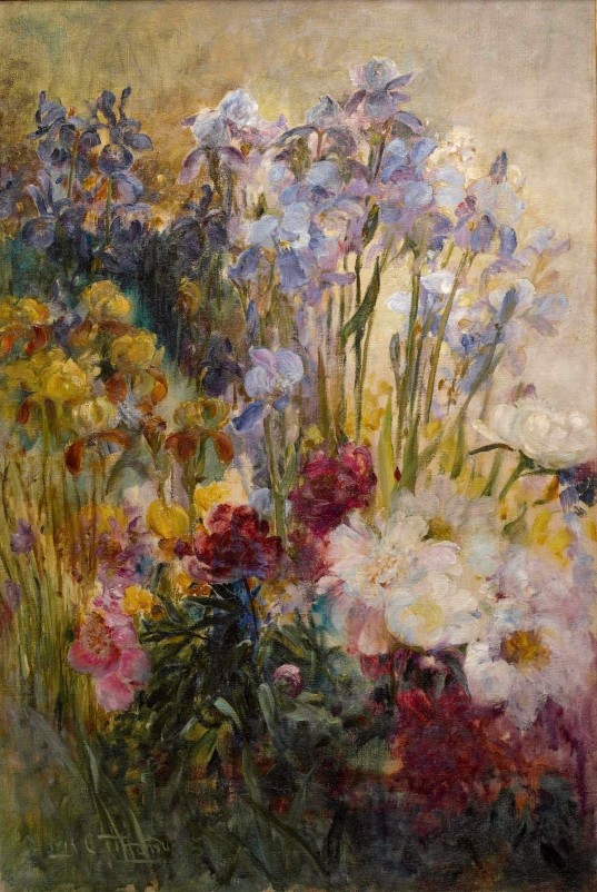 Peonies and Iris by Louis Comfort Tiffany