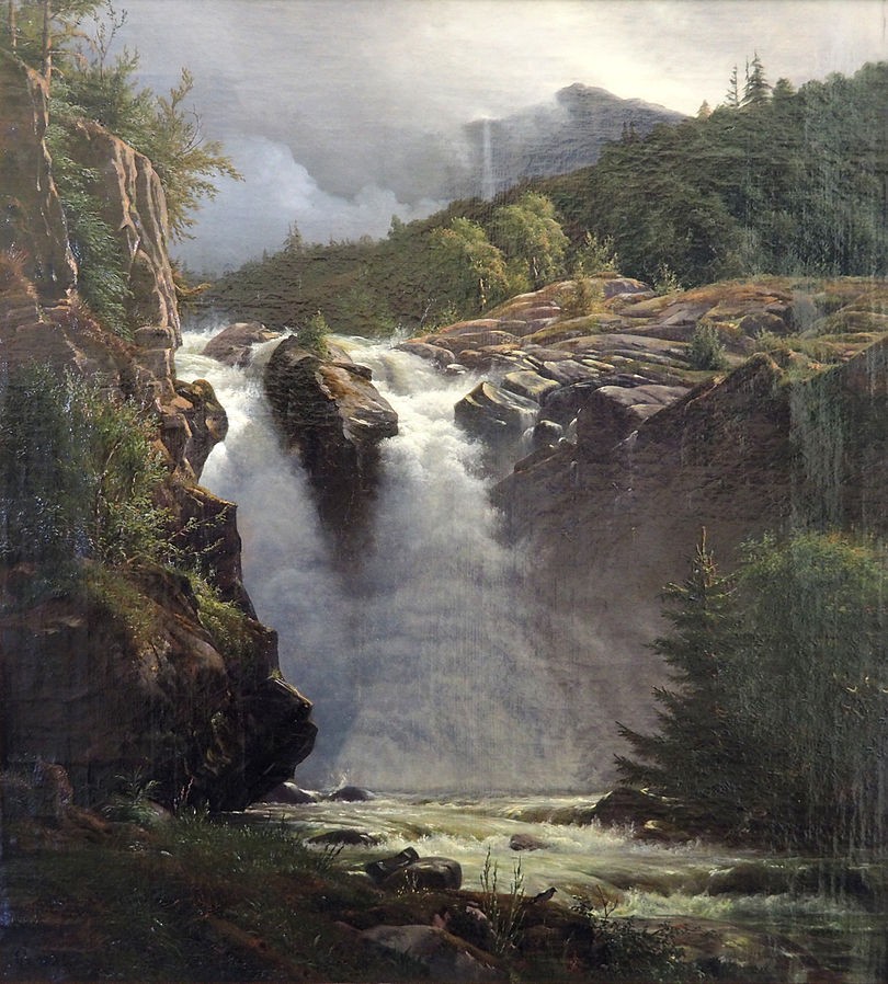 Norwegian Waterfall by Louis Gurlitt