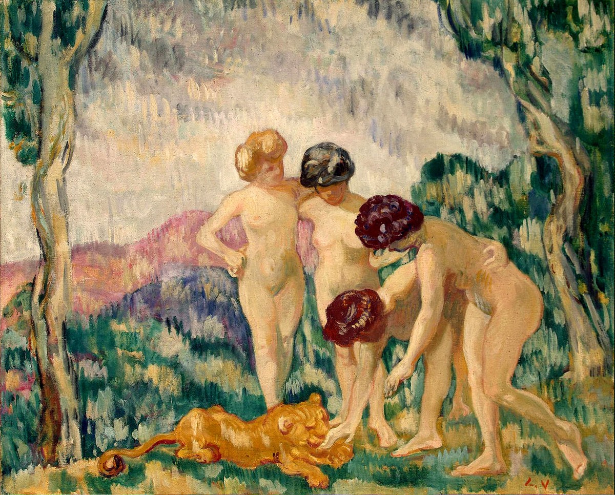 Young Girls Playing with a Lion Cub by Louis Valtat