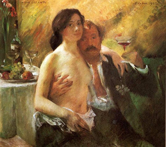 Self-Portrait with his Wife and a Glass of Champagne by Lovis Corinth