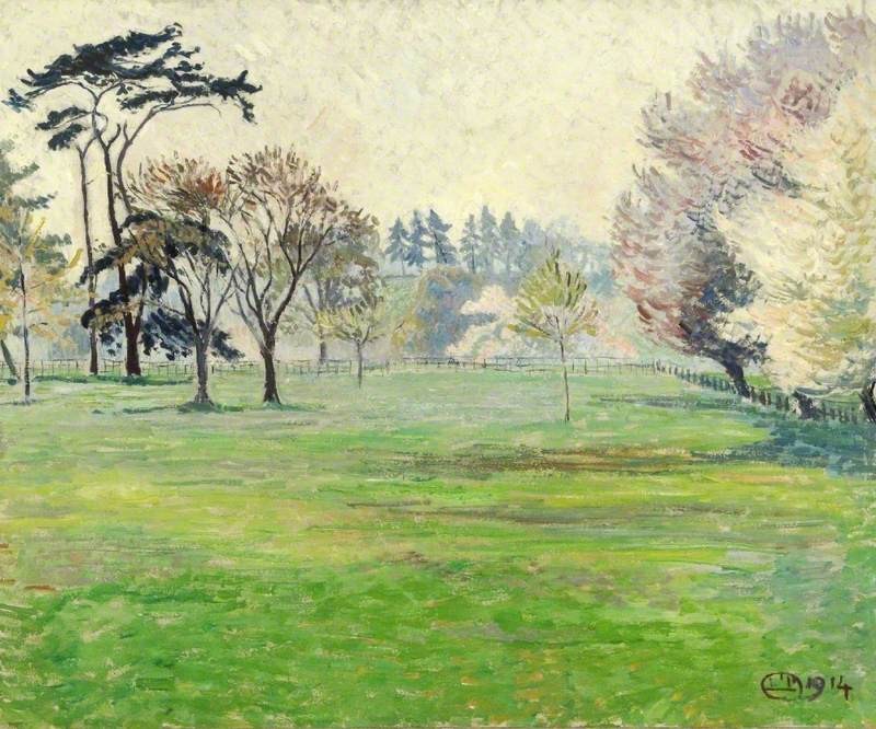 Blossom, Sun and Mist, Chipperfield, Hertfordshire by Lucien Pissarro