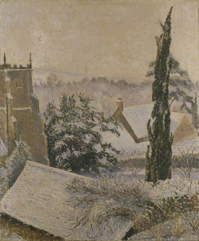 East Knoyle Church. Snow by Lucien Pissarro