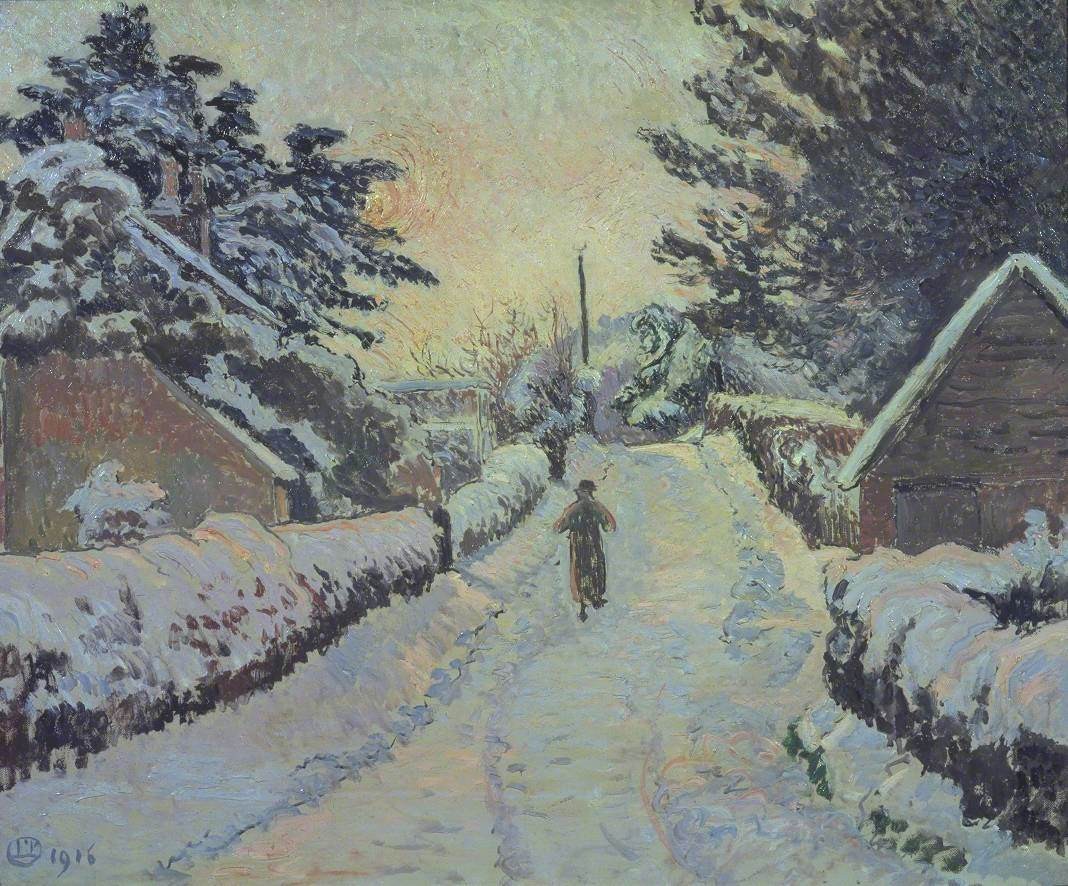 Ivy Cottage, Coldharbour. Sun and Snow by Lucien Pissarro