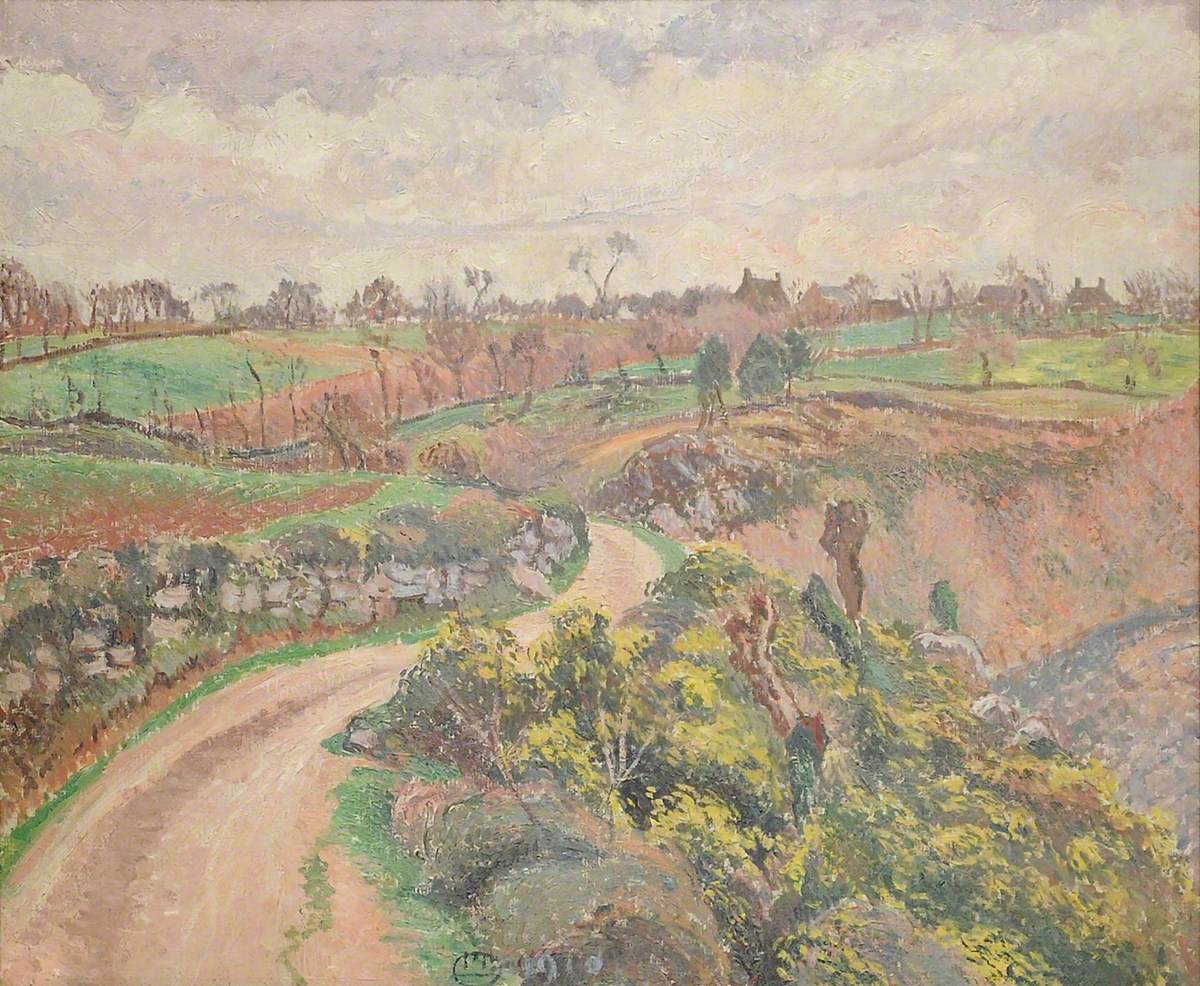 Rue De Poulfenc À Riec by Lucien Pissarro