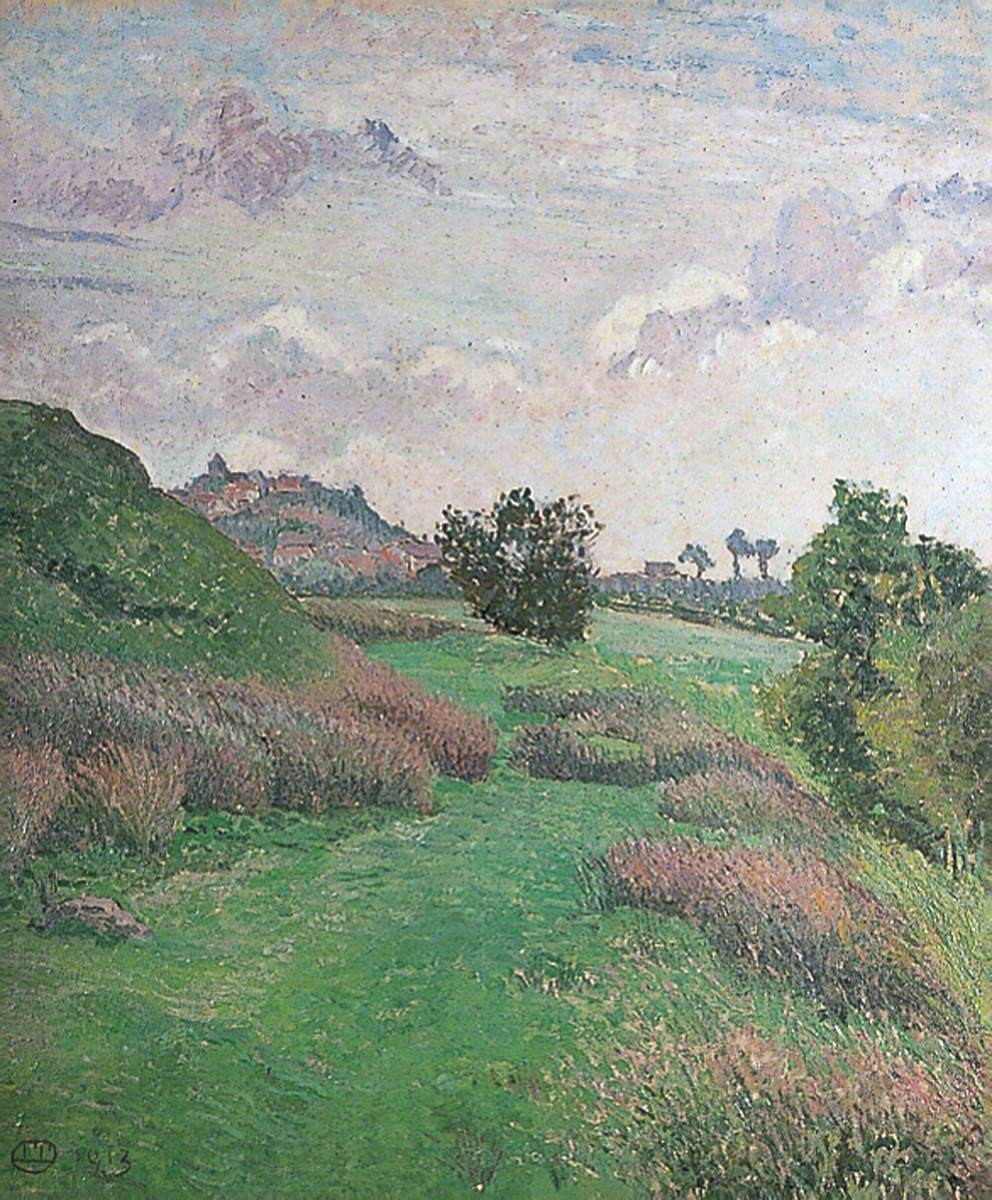 Rye from Cadborough Hill, East Sussex, Grey Afternoon by Lucien Pissarro