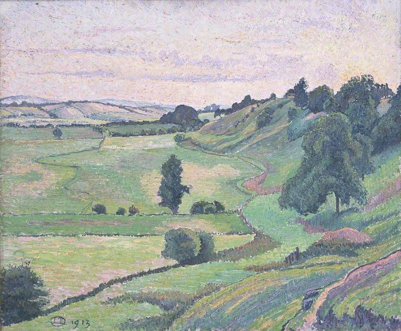 The Hills from Cadborough, Sunset by Lucien Pissarro