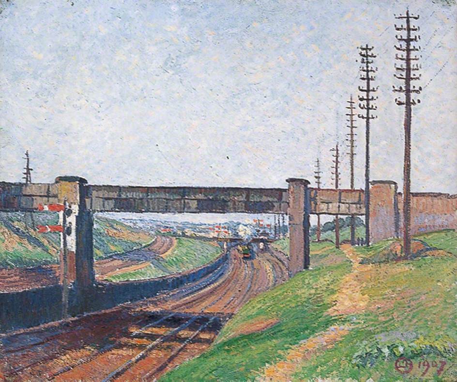 Wells Farm Railway Bridge, Acton, London by Lucien Pissarro