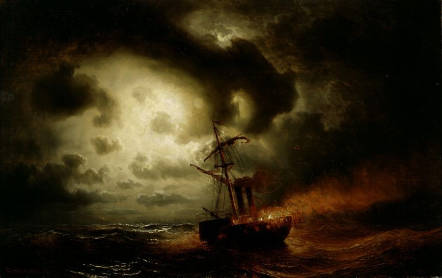 Burning Steamship by Marcus Larson