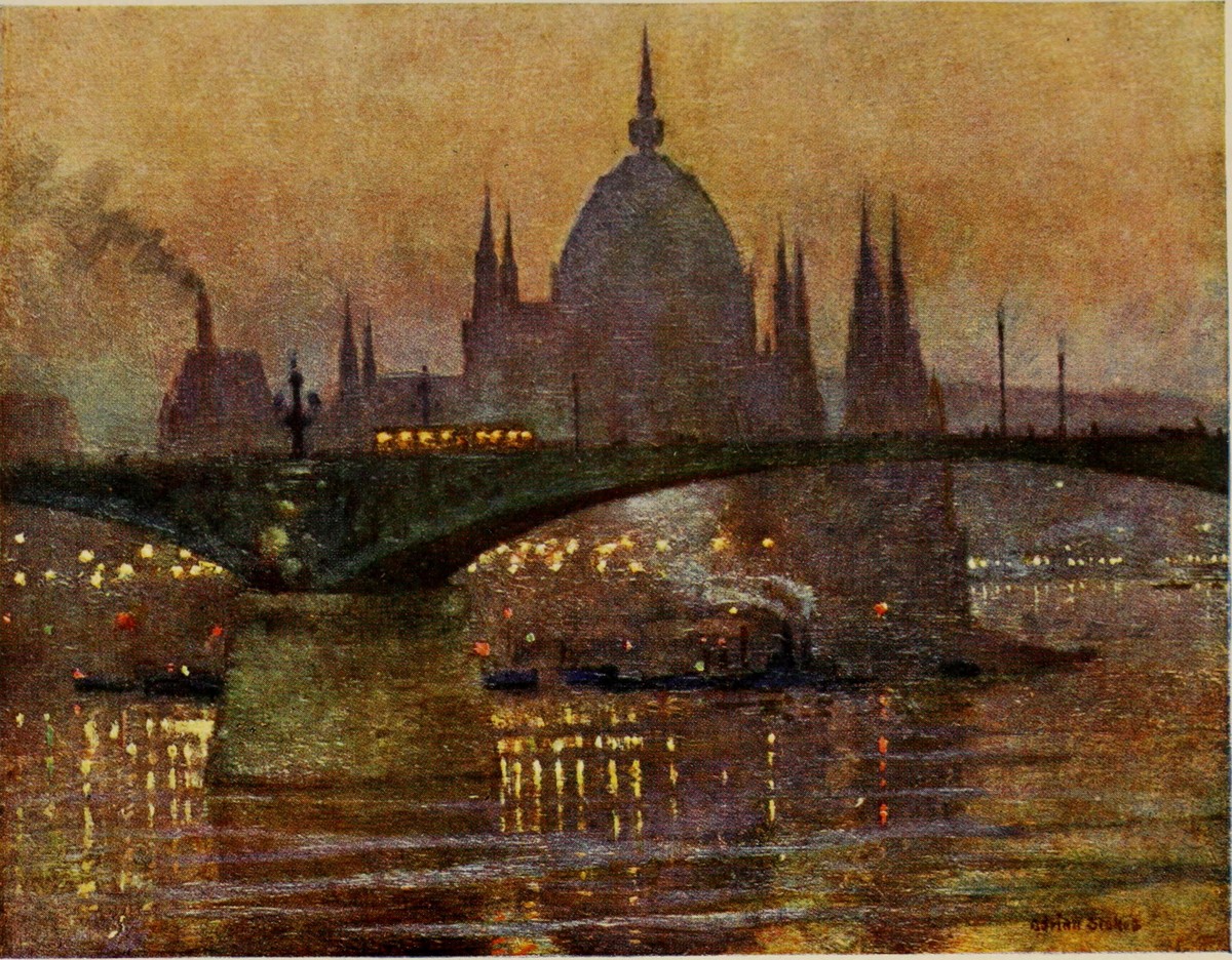 THE HOUSES OF PARLIAMENT AND MARGIT BRIDGE, BUDAPEST by Marianne Stokes