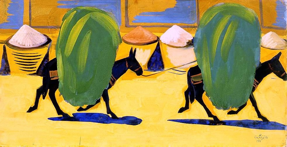 Mules, laden with hay by Martiros Sarian