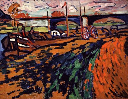 Barges in Chatou by Maurice de Vlaminck
