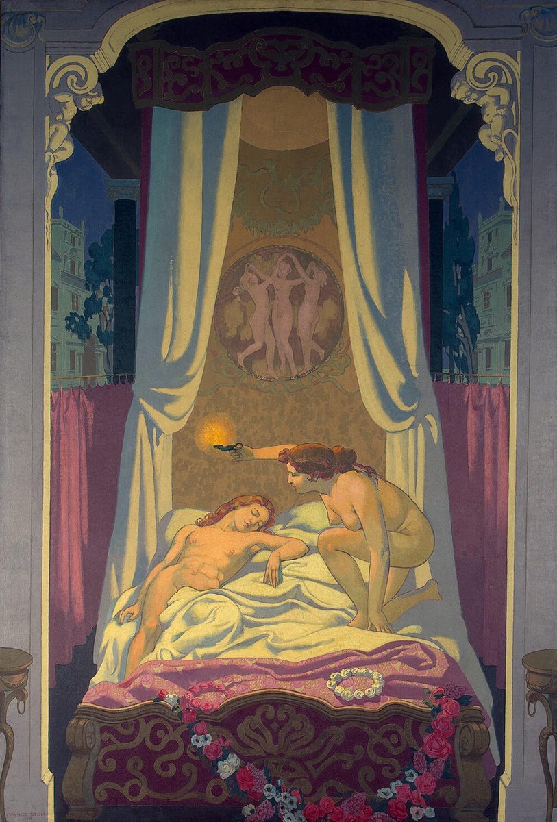 The Story of Psyche: panel 3. Psyche Discovers that Her Mysterious Lover is Eros by Maurice Denis