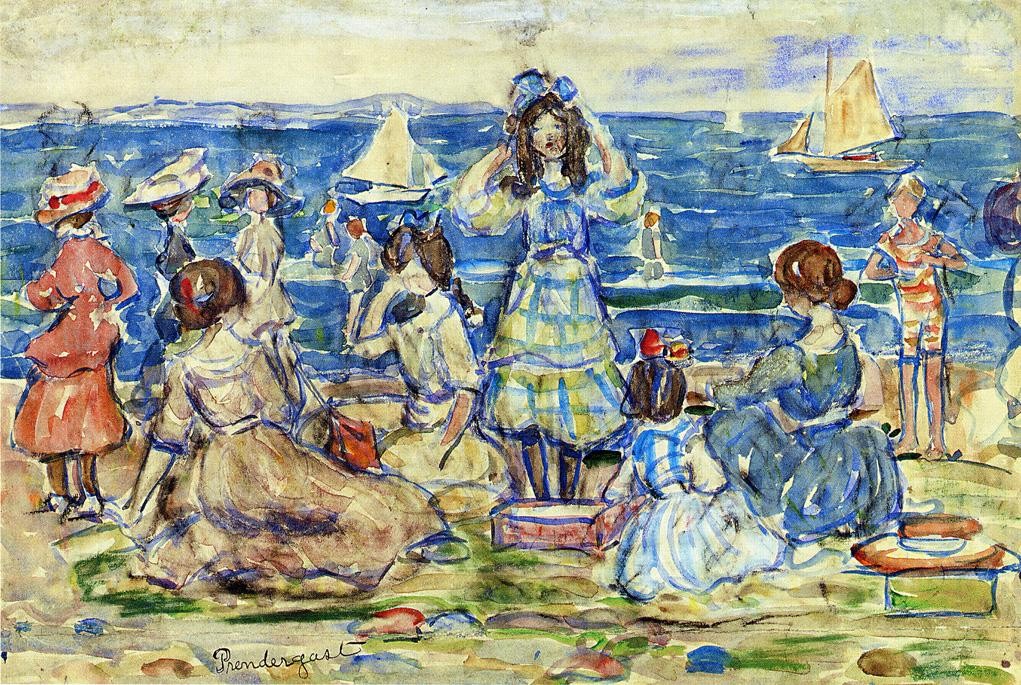 Beach Scene with Boats by Maurice Prendergast