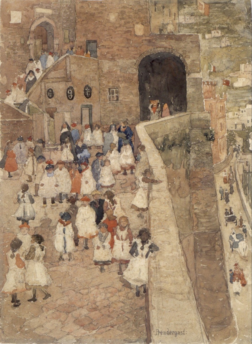 Courtyard Scene, Siena by Maurice Prendergast