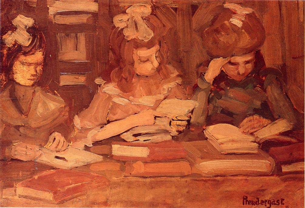 In the Library (also known as Three School Girls) by Maurice Prendergast
