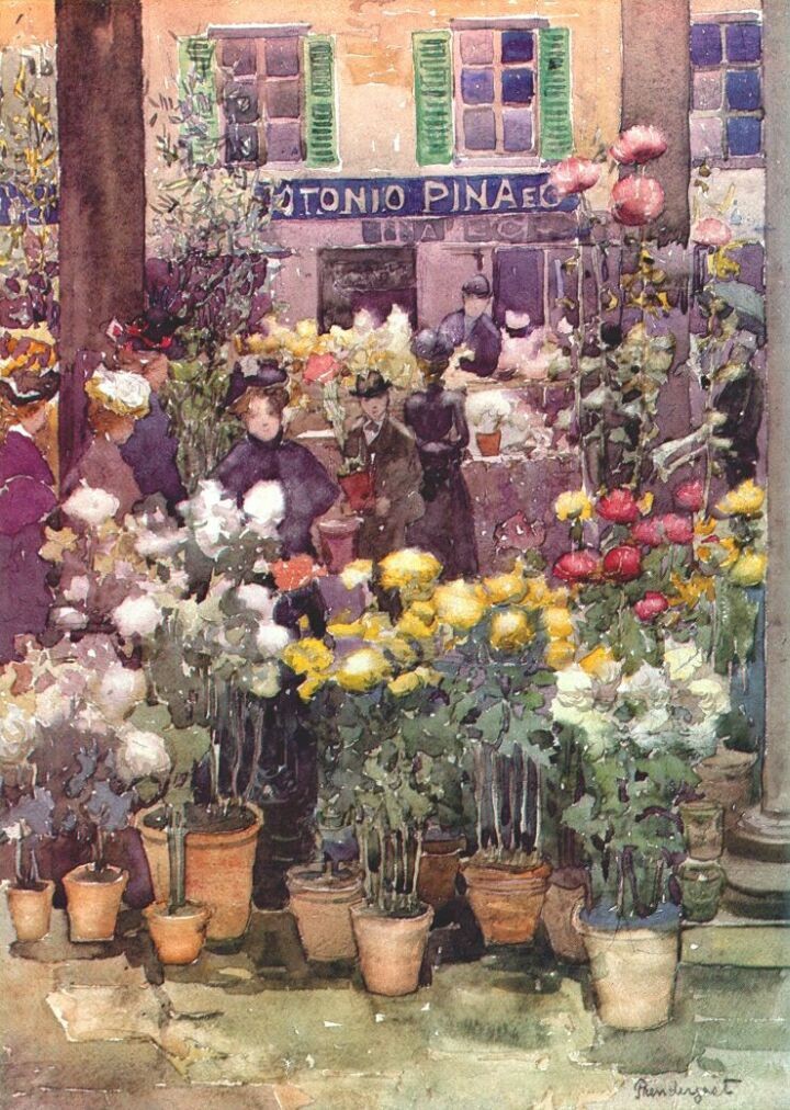 Italian flower market by Maurice Prendergast