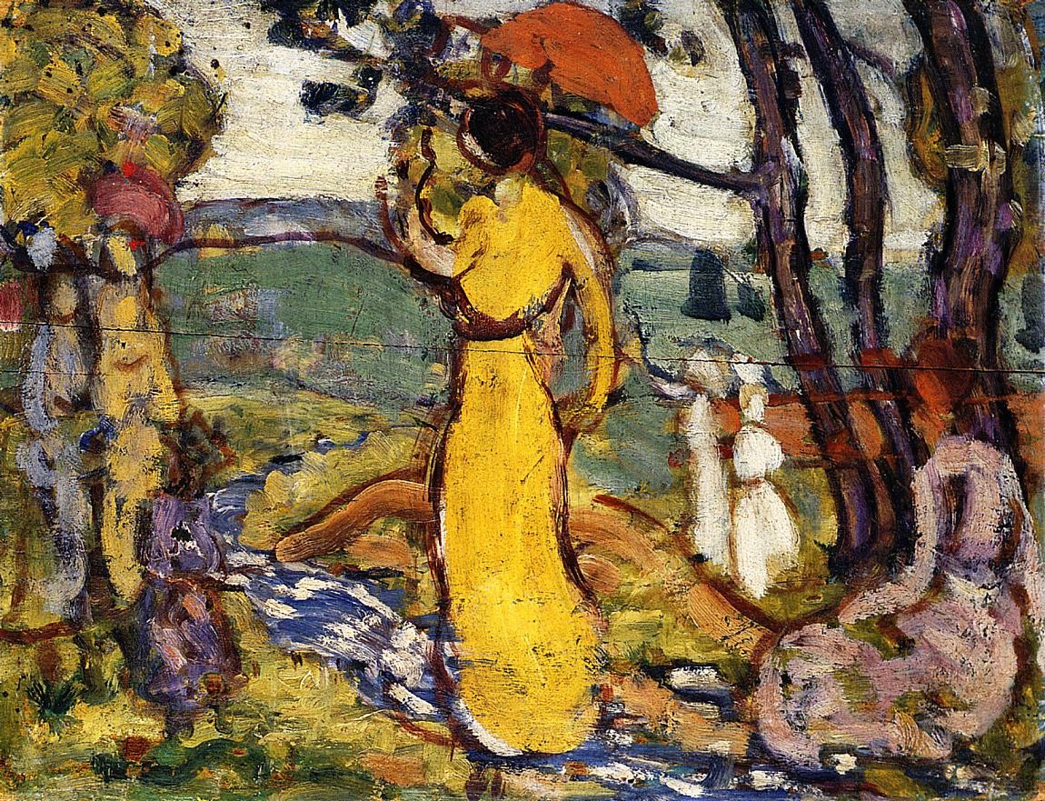 Lady in Yellow Dress in the Park (also known as A Lady in Yellow in the Park) by Maurice Prendergast