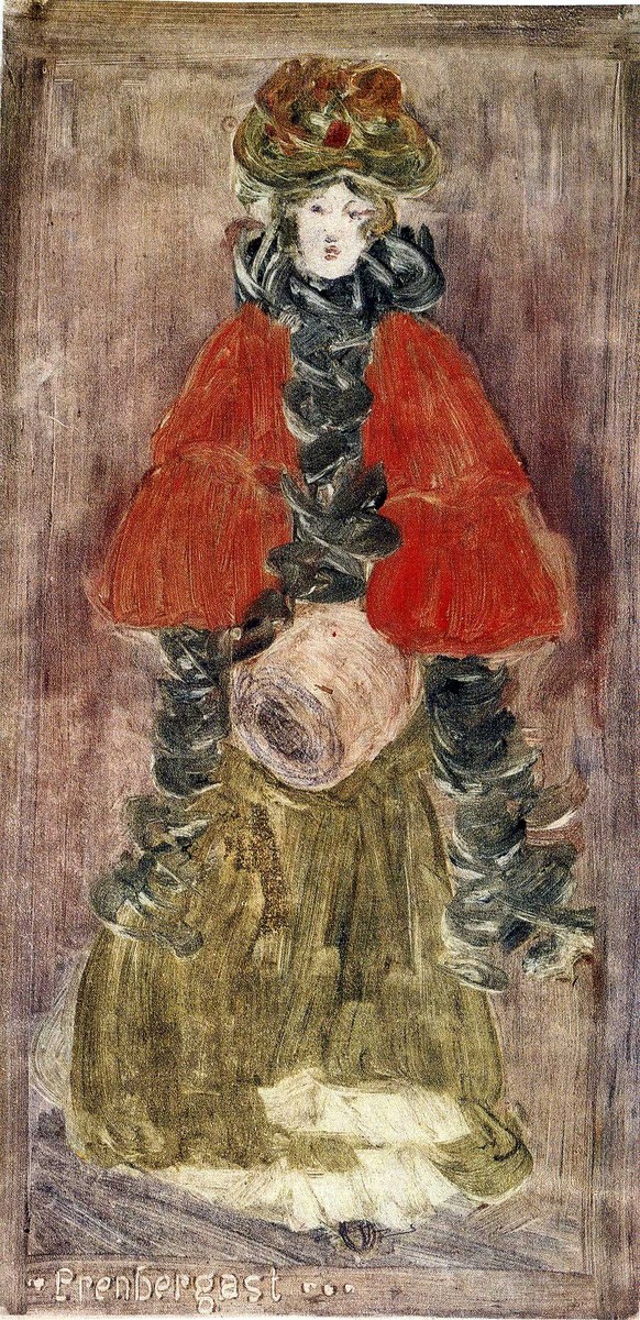 Lady with Red Cape and Muff by Maurice Prendergast