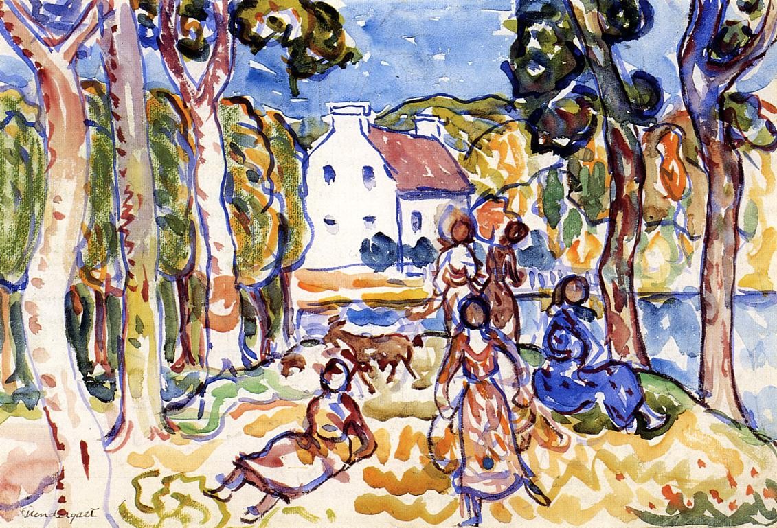 Landscape with Figures and Goat by Maurice Prendergast