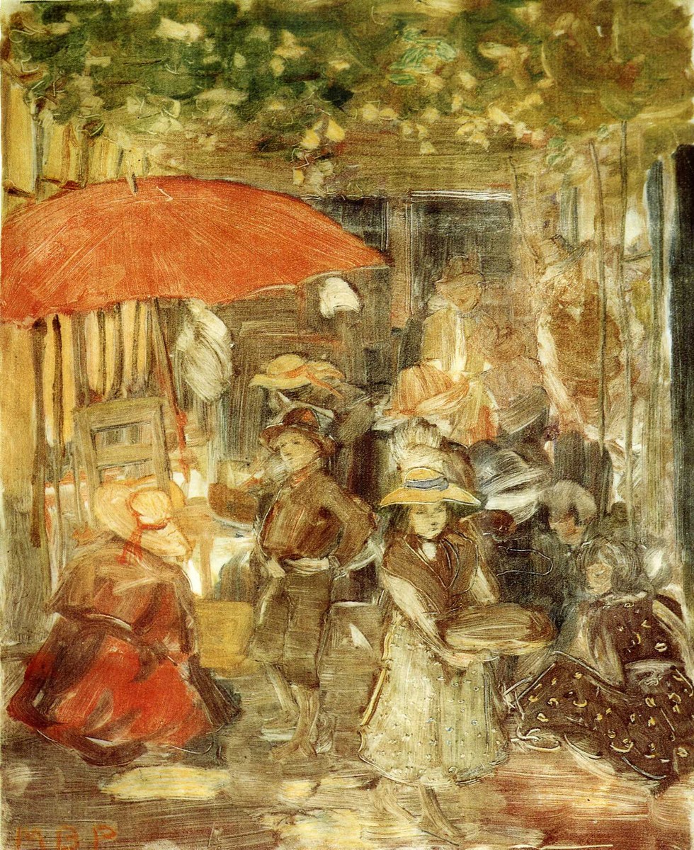 Picnic with Red Umbrella by Maurice Prendergast