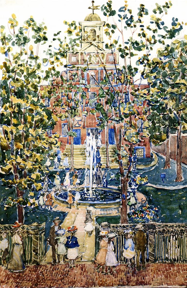 The West Church (also known as Fountain at the West Church, Boston) by Maurice Prendergast