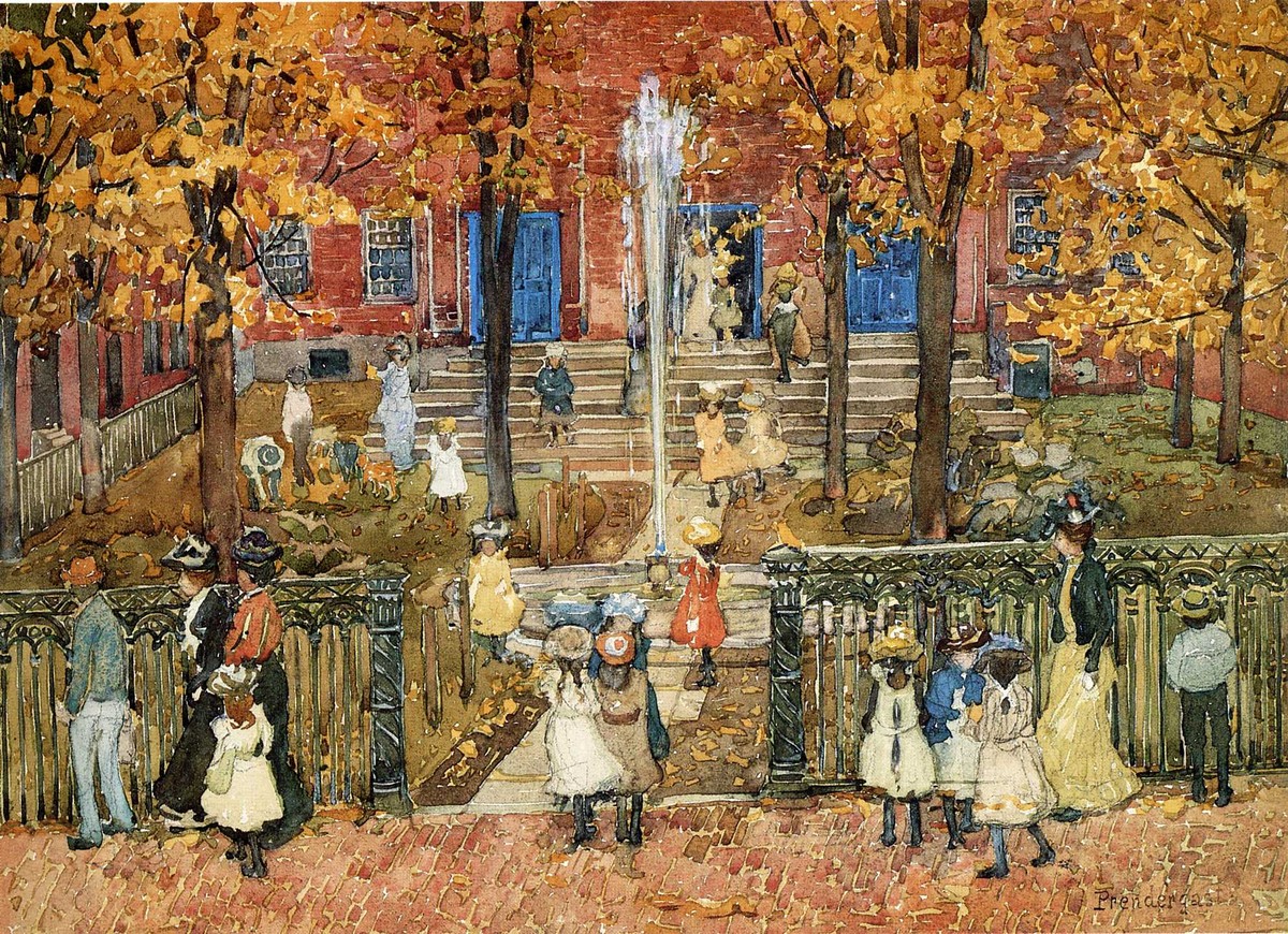 West Church, Boston (also known as Red School House, Boston or West Church at Cambridge and Lynde Streets) by Maurice Prendergast