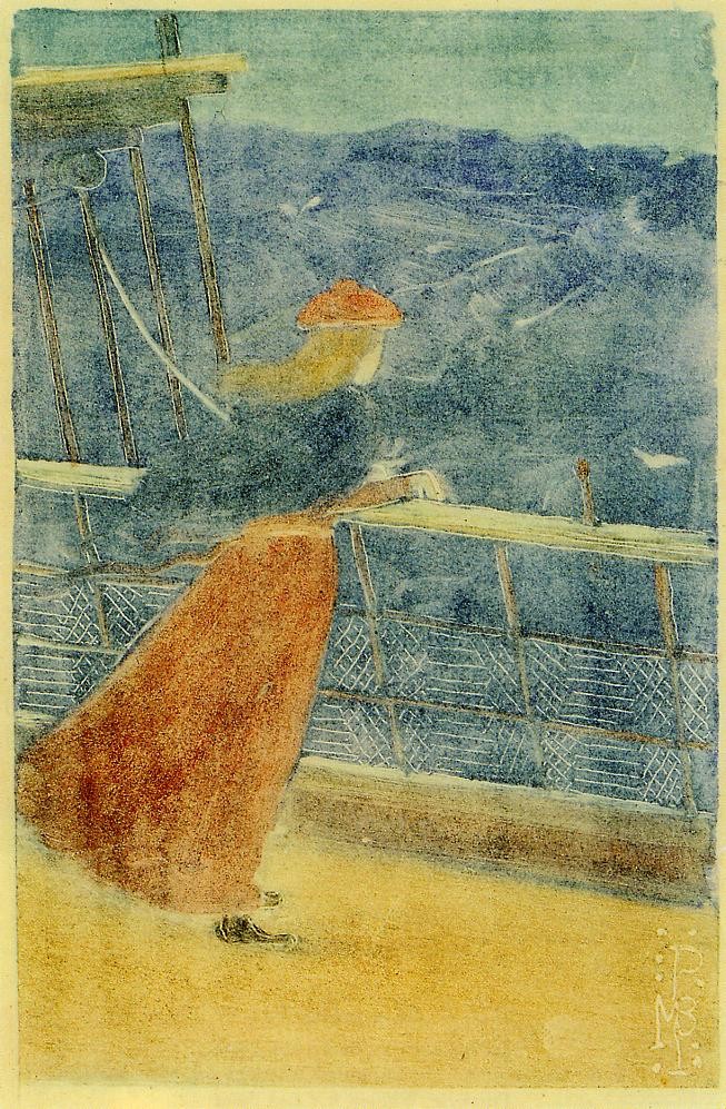 Woman on Ship Deck, Looking out to Sea (also known as Girl at Ship s Rail) by Maurice Prendergast