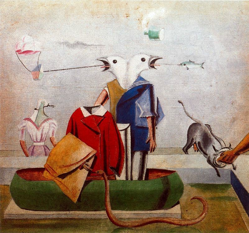 Birds also Birds, Fish Snake and Scarecrow by Max Ernst