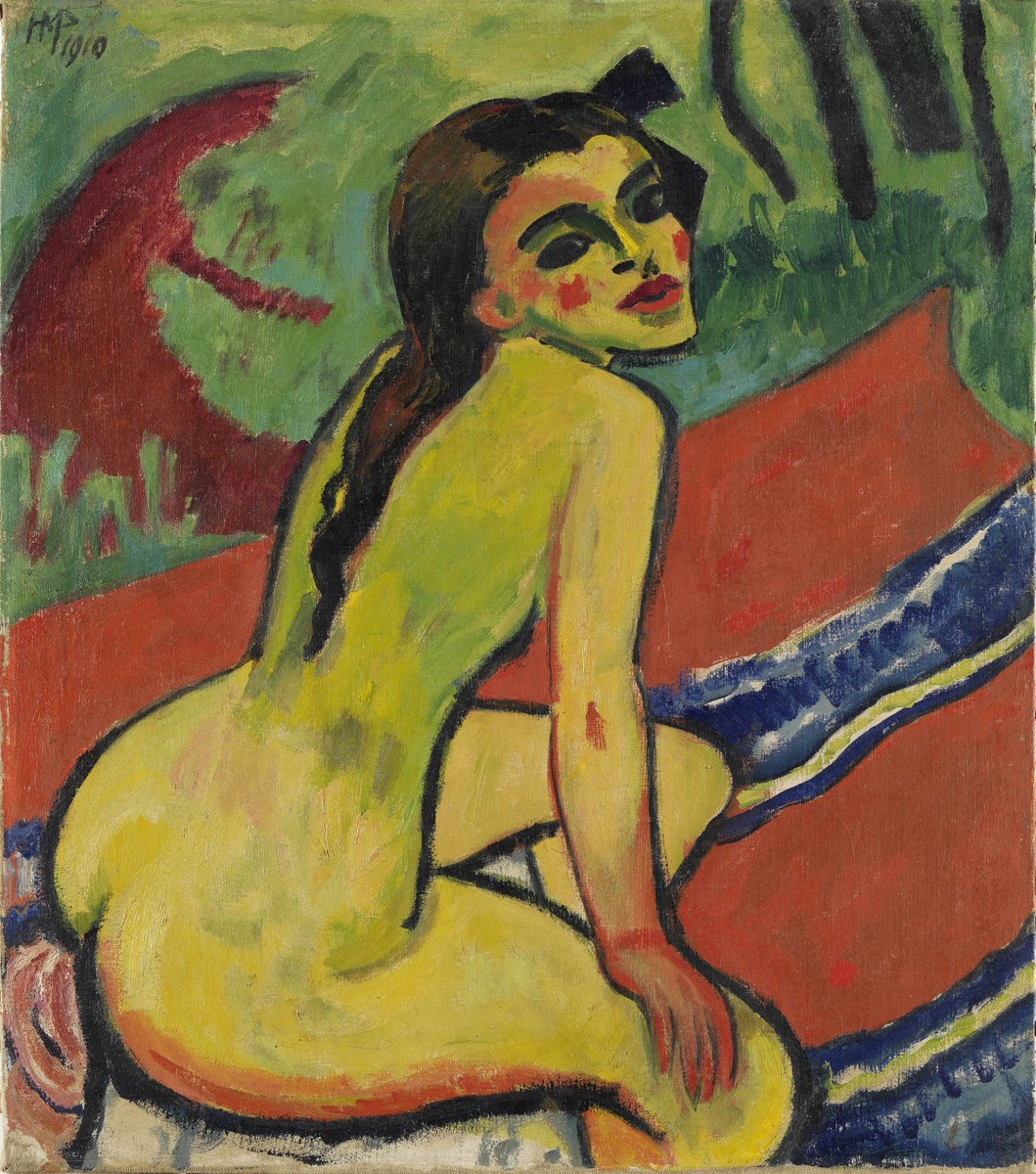Girl. Sitting Female Nude by Max Pechstein