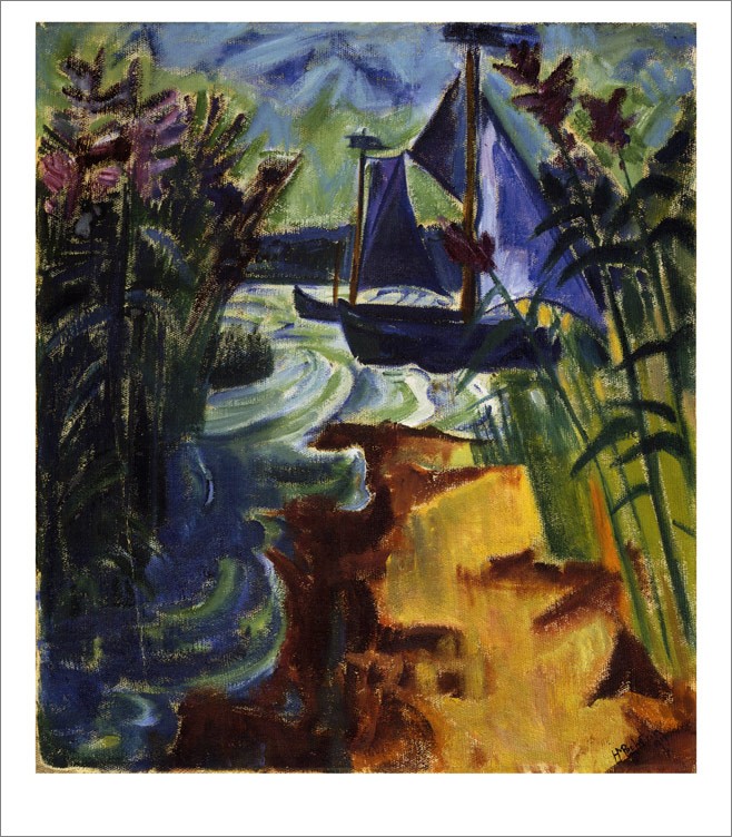 Segelboote am Schilfstrand by Max Pechstein