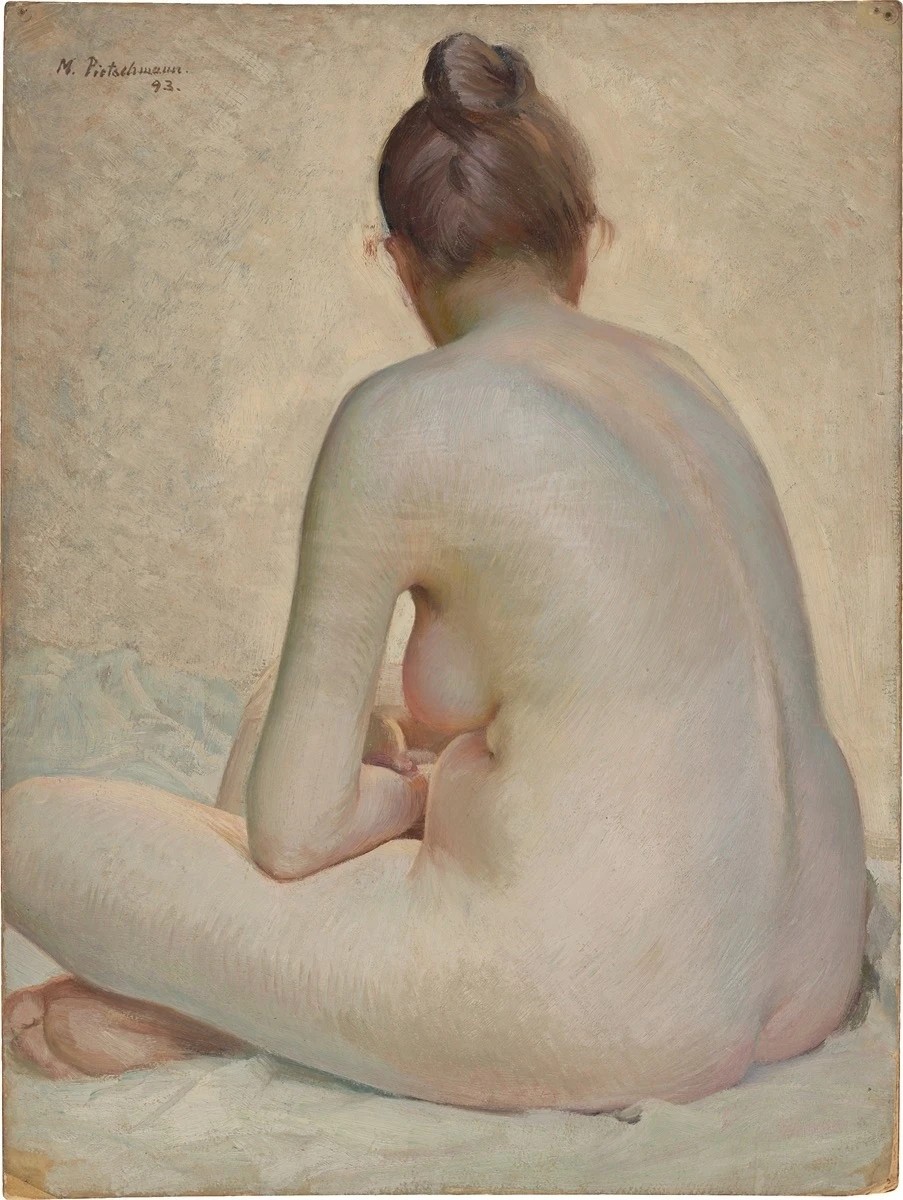 Female nude sitting cross-legged by Max Pietschmann