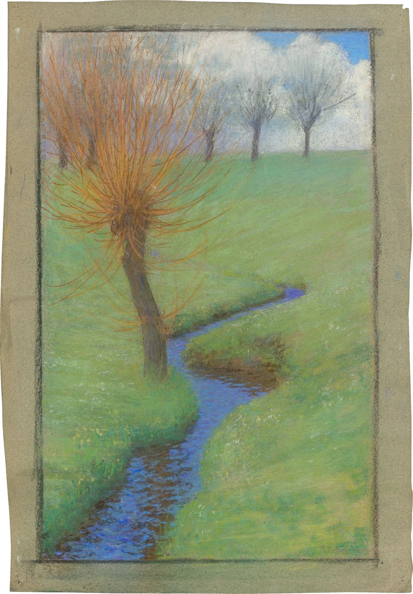 Meadow with willow by a stream by Max Pietschmann
