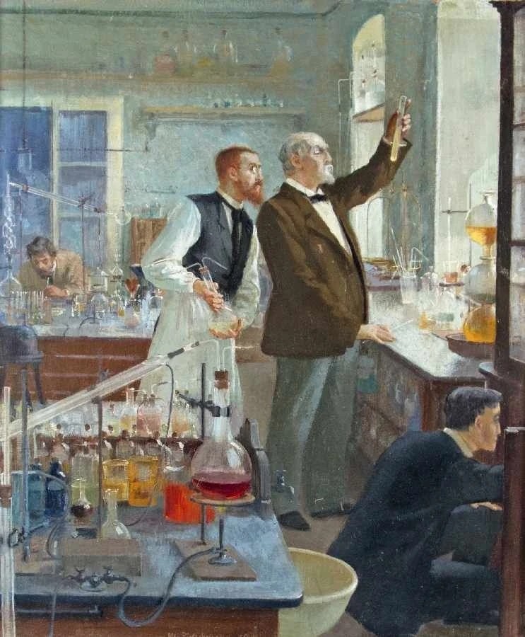 Robert Koch in the laboratory by Max Pietschmann