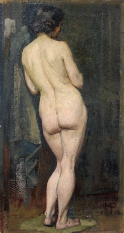 Standing Female Nude Seen from the Back by Max Pietschmann