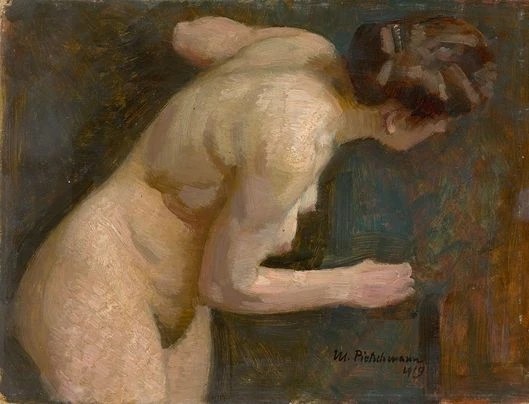 Standing female three-quarter nude by Max Pietschmann