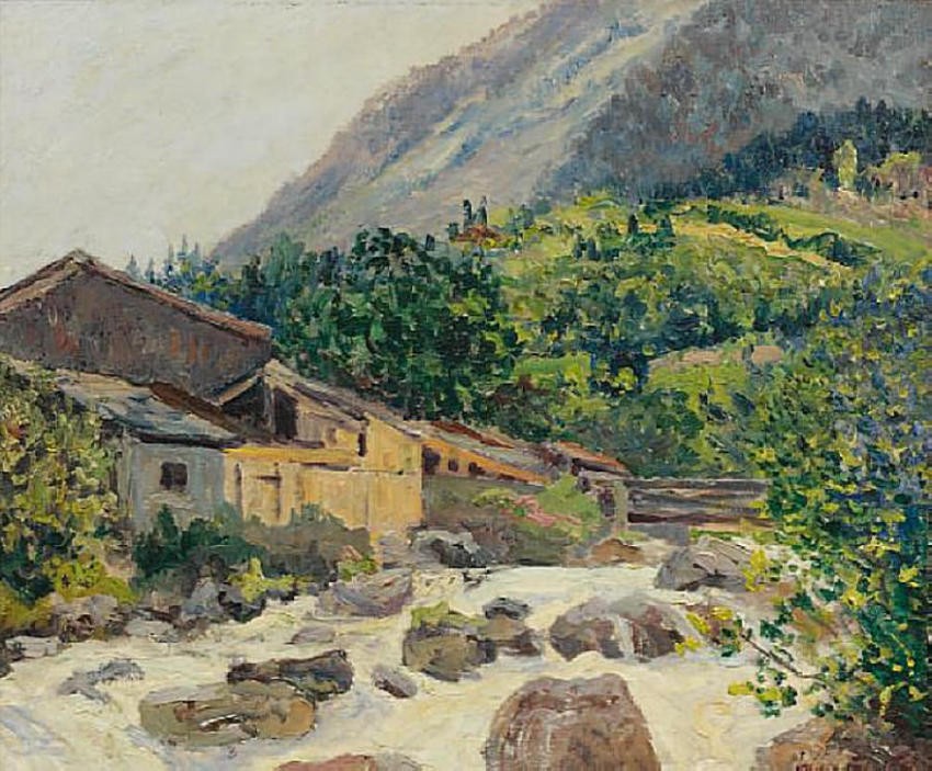 The village on the river, Bozel by Maxime Maufra