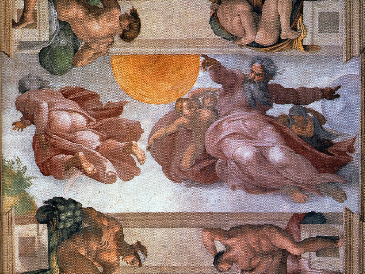 Sistine Chapel Ceiling: Creation of the Sun and Moon by Michelangelo