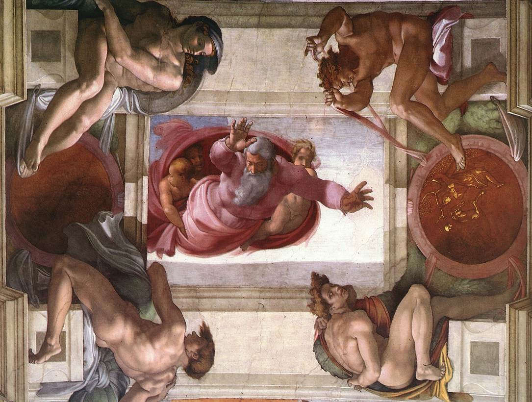 Sistine Chapel Ceiling: God Dividing Land and Water by Michelangelo