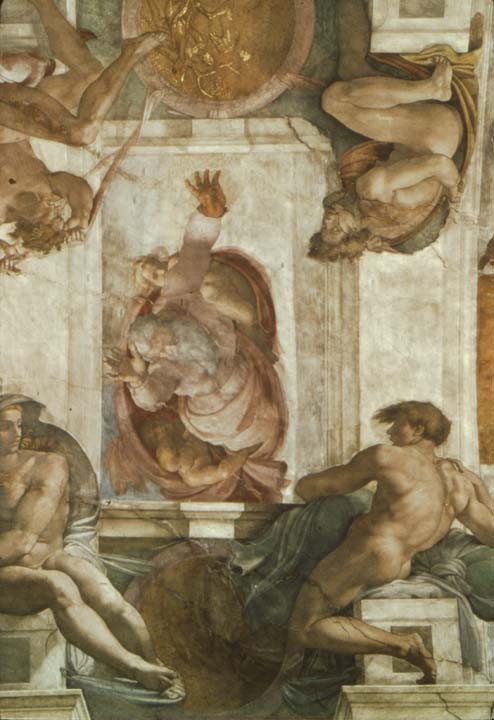Sistine Chapel Ceiling: God Dividing Land and Water by Michelangelo