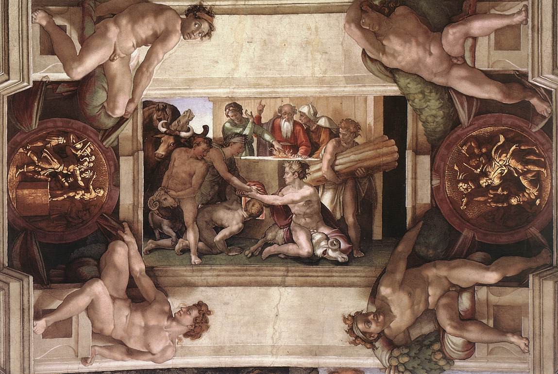 Sistine Chapel Ceiling: Sacrifice of Noah by Michelangelo