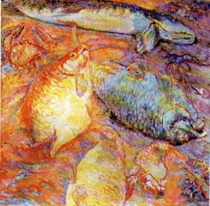 Fish at Sunset by Mikhail Larionov