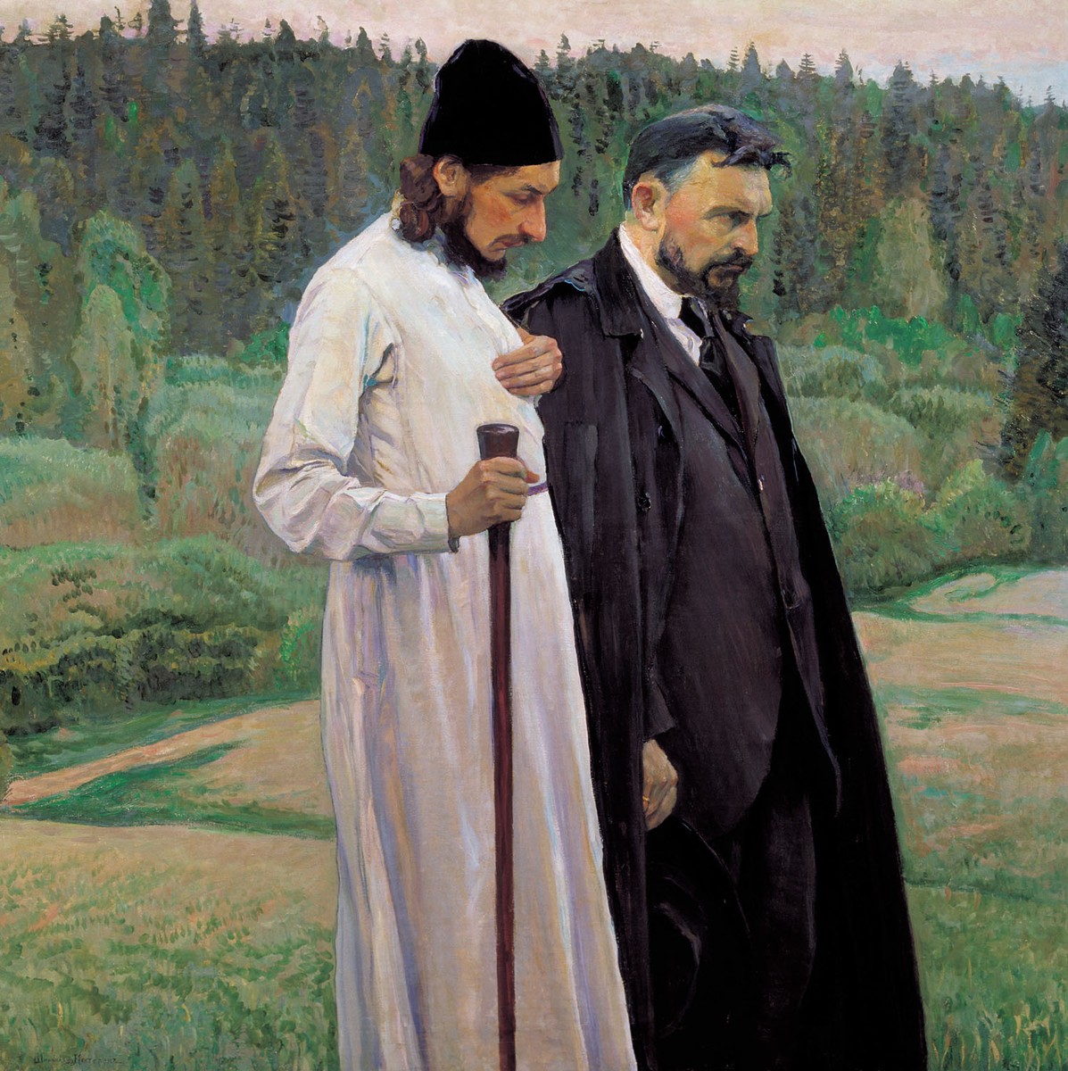 The Philosophers: Portrait of Sergei Bulgakov and Pavel Florenskiy by Mikhail Nesterov