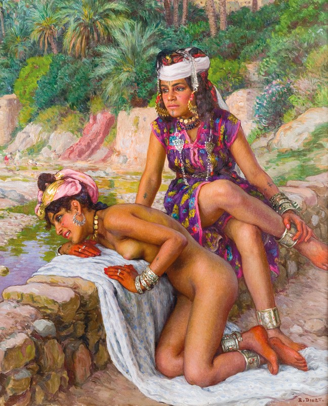 Young Bathers At The Edge Of The Wadi by Nasreddine Dinet