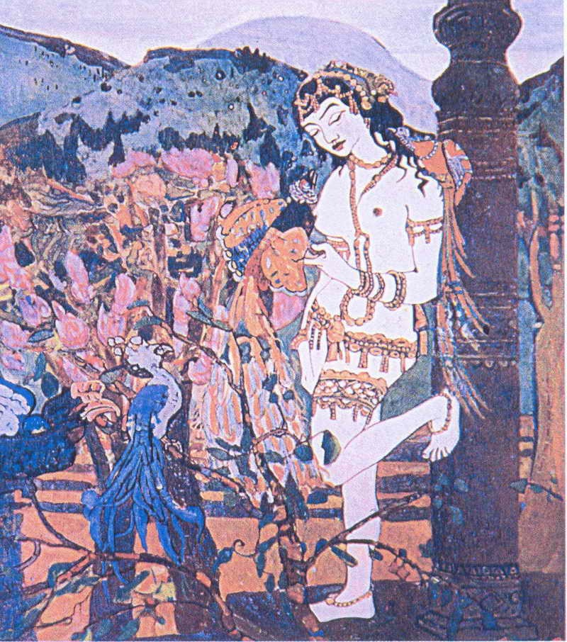 Devassari Abuntu with birds by Nicholas Roerich